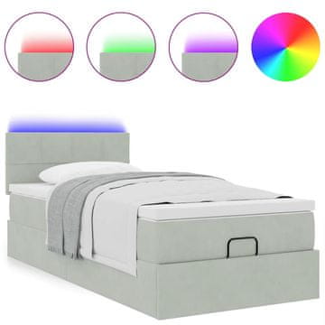 Vidaxl Otomanski posteljni okvir z vzmetnico siv 100x200 cm žamet