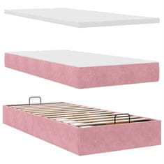 Vidaxl Otomanski posteljni okvir z vzmetnicami roza 180x200cm žamet