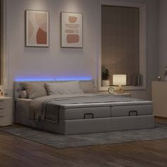 Vidaxl Otomanski posteljni okvir z vzmetnicami taupe 200x200 cm blago