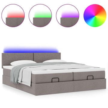 Vidaxl Otomanski posteljni okvir z vzmetnicami taupe 200x200 cm blago