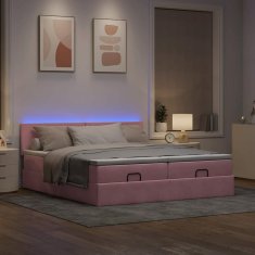 Vidaxl Otomanski posteljni okvir z vzmetnicami roza 200x200cm žamet