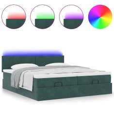 Vidaxl Otomanski posteljni okvir z vzmetnicami zelen 200x200cm žamet