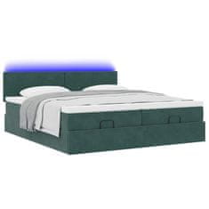 Vidaxl Otomanski posteljni okvir z vzmetnicami zelen 200x200cm žamet