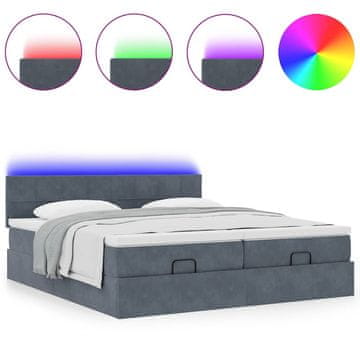 Vidaxl Otomanski posteljni okvir z vzmetnicami siv 160x200 cm žamet