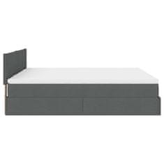 Vidaxl Otomanski posteljni okvir z vzmetnicami siv 200x200 cm blago