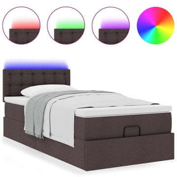 Vidaxl Otomanska postelja z vzmetnico rjav 100x200 cm blago