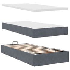 Vidaxl Otomanski posteljni okvir z vzmetnicami siv 200x200cm žamet