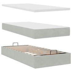 Vidaxl Otomanski posteljni okvir z vzmetnicami siv 180x200cm žamet
