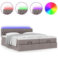 Vidaxl Otomanski posteljni okvir z vzmetnicami taupe 200x200 cm blago