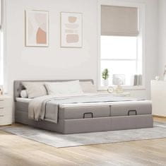Vidaxl Otomanski posteljni okvir z vzmetnicami taupe 200x200 cm blago
