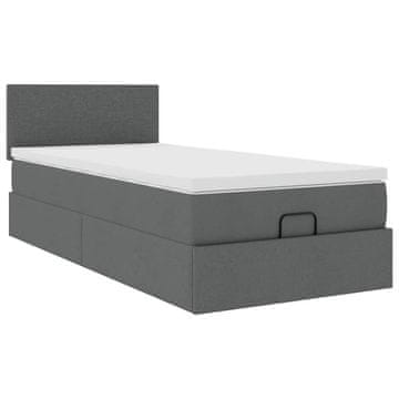 Vidaxl Otomanski posteljni okvir z vzmetnico siv 80x200 cm blago