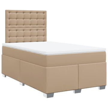 Vidaxl Box spring postelja z vzmetnico kapučino 120x190cm umetno usnje