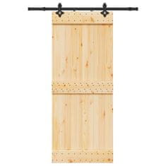 shumee vidaXL Drsna vrata s kompletom vodil 85x210 cm trdna borovina