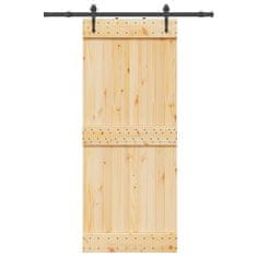 shumee vidaXL Drsna vrata s kompletom vodil 85x210 cm trdna borovina