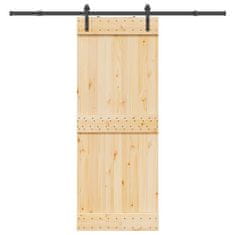 shumee vidaXL Drsna vrata s kompletom vodil 80x210 cm trdna borovina