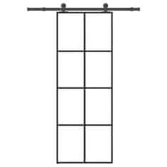 Vidaxl Drsna vrata z opremo 76x205 cm ESG steklo in aluminij