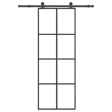 shumee vidaXL Drsna vrata z opremo 76x205 cm ESG steklo in aluminij