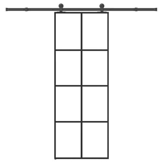 shumee vidaXL Drsna vrata z opremo 76x205 cm ESG steklo in aluminij