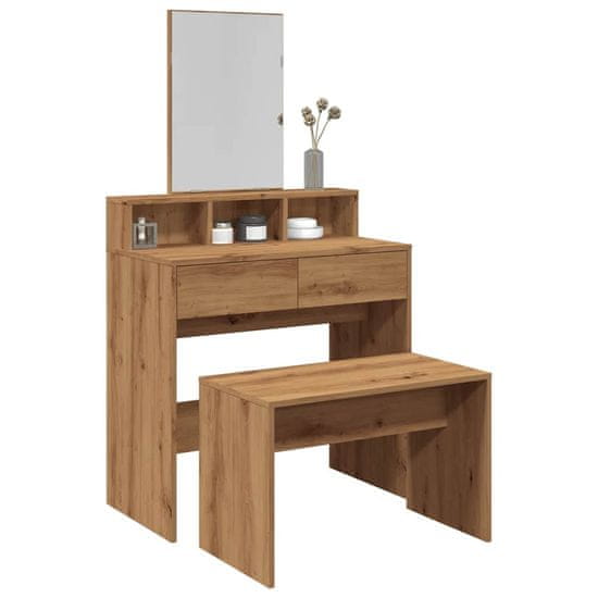 shumee vidaXL Garderobni stolček artisan hrast 70x35x45 cm inženirski les