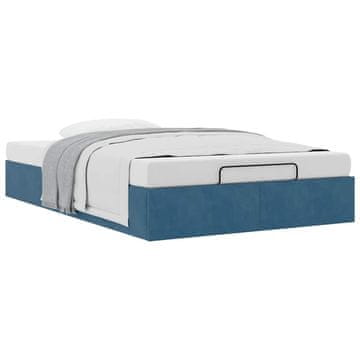 Vidaxl Otomanski posteljni okvir brez vzmetnice moder 120x190 cm žamet