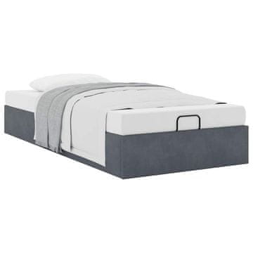 Vidaxl Otomanski posteljni okvir brez vzmetnice siv 90x190 cm žamet