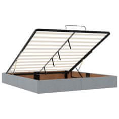 Vidaxl Otomanska postelja z vzmetnico siv 160x200 cm blago