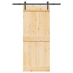 shumee vidaXL Drsna vrata s kompletom vodil 85x210 cm trdna borovina