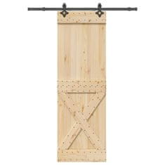 shumee vidaXL Drsna vrata s kompletom vodil 70x210 cm trdna borovina