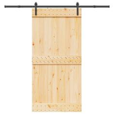 shumee vidaXL Drsna vrata s kompletom vodil 100x210 cm trdna borovina