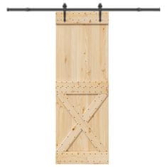 shumee vidaXL Drsna vrata s kompletom vodil 80x210 cm trdna borovina
