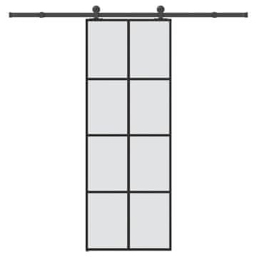 Vidaxl Drsna vrata z opremo 76x205 cm ESG steklo in aluminij