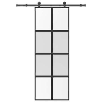 Vidaxl Drsna vrata z opremo 76x205 cm kaljeno steklo in aluminij
