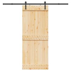 shumee vidaXL Drsna vrata s kompletom vodil 85x210 cm trdna borovina