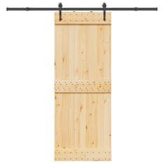 shumee vidaXL Drsna vrata s kompletom vodil 80x210 cm trdna borovina