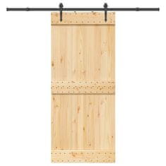 shumee vidaXL Drsna vrata s kompletom vodil 90x210 cm trdna borovina