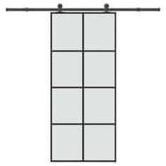 shumee vidaXL Drsna vrata z opremo 90x205 cm ESG steklo in aluminij