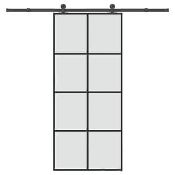 Vidaxl Drsna vrata z opremo 90x205 cm ESG steklo in aluminij