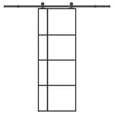 Vidaxl Drsna vrata z opremo 76x205 cm ESG steklo in aluminij
