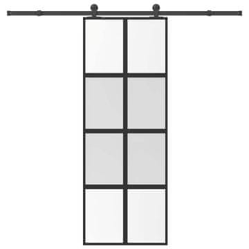 shumee vidaXL Drsna vrata z opremo 76x205 cm kaljeno steklo in aluminij