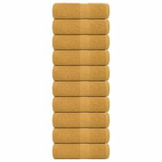 Vidaxl Brisače 10 kos zlata 30x30 cm 360 g/m² 100% bombaž