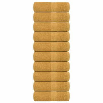 shumee vidaXL Brisače 10 kos zlata 30x30 cm 360 g/m² 100% bombaž