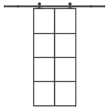 shumee vidaXL Drsna vrata z opremo 90x205 cm ESG steklo in aluminij