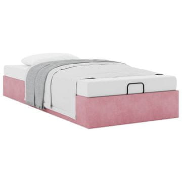 Vidaxl Otomanski posteljni okvir brez vzmetnice roza 100x200 cm žamet