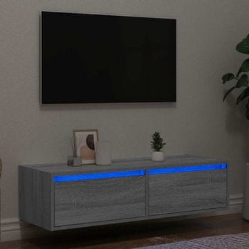 Vidaxl vidaXL TV omarica z LED osvetlitvijo, siva, hrast sonoma, 100x35,5x25 cm