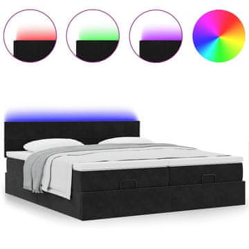 Vidaxl Otomanski posteljni okvir z vzmetnicami črn 160x200 cm žamet
