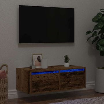 Vidaxl vidaXL TV omarica z LED osvetlitvijo, starinski les, 75x35,5x25 cm