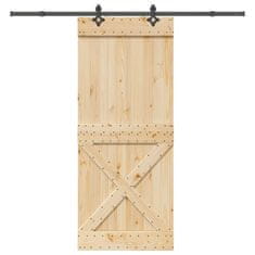 shumee vidaXL Drsna vrata s kompletom vodil 95x210 cm trdna borovina