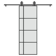 shumee vidaXL Drsna vrata z opremo 76x205 cm ESG steklo in aluminij