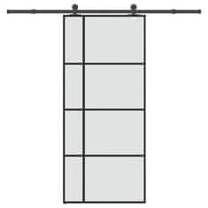 shumee vidaXL Drsna vrata z opremo 90x205 cm ESG steklo in aluminij