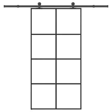 shumee vidaXL Drsna vrata z opremo 102,5x205 cm ESG steklo in aluminij